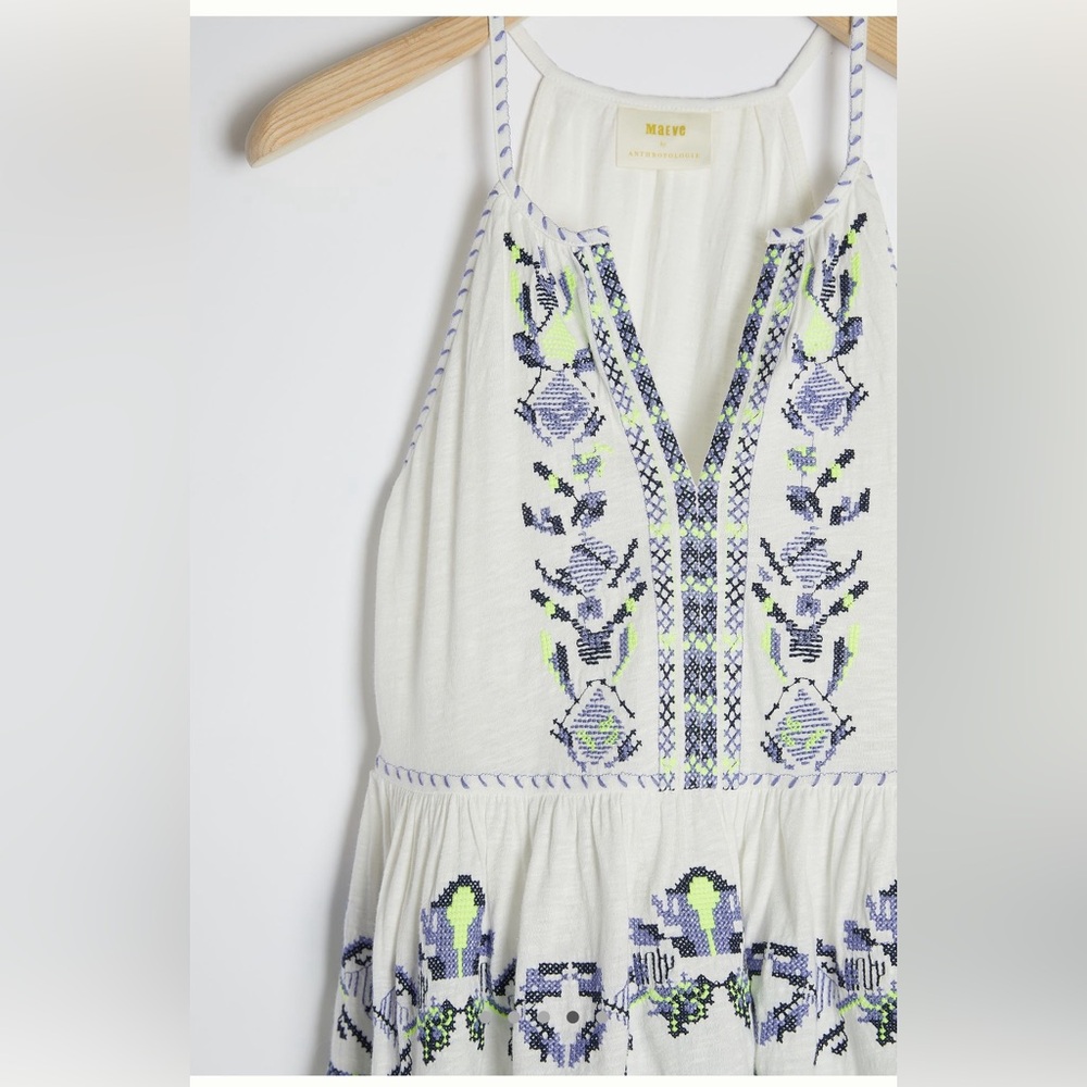 NWT Anthropologie Maeve Neela Embroidered Babydoll Top size XS